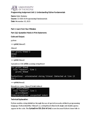 Python Programming - Study Notes & Assignments - Studocu
