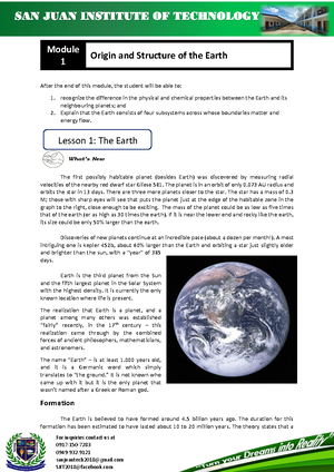 Earth and Life Science Quarter 1 Module 4 - NOT Earth and Life Science ...