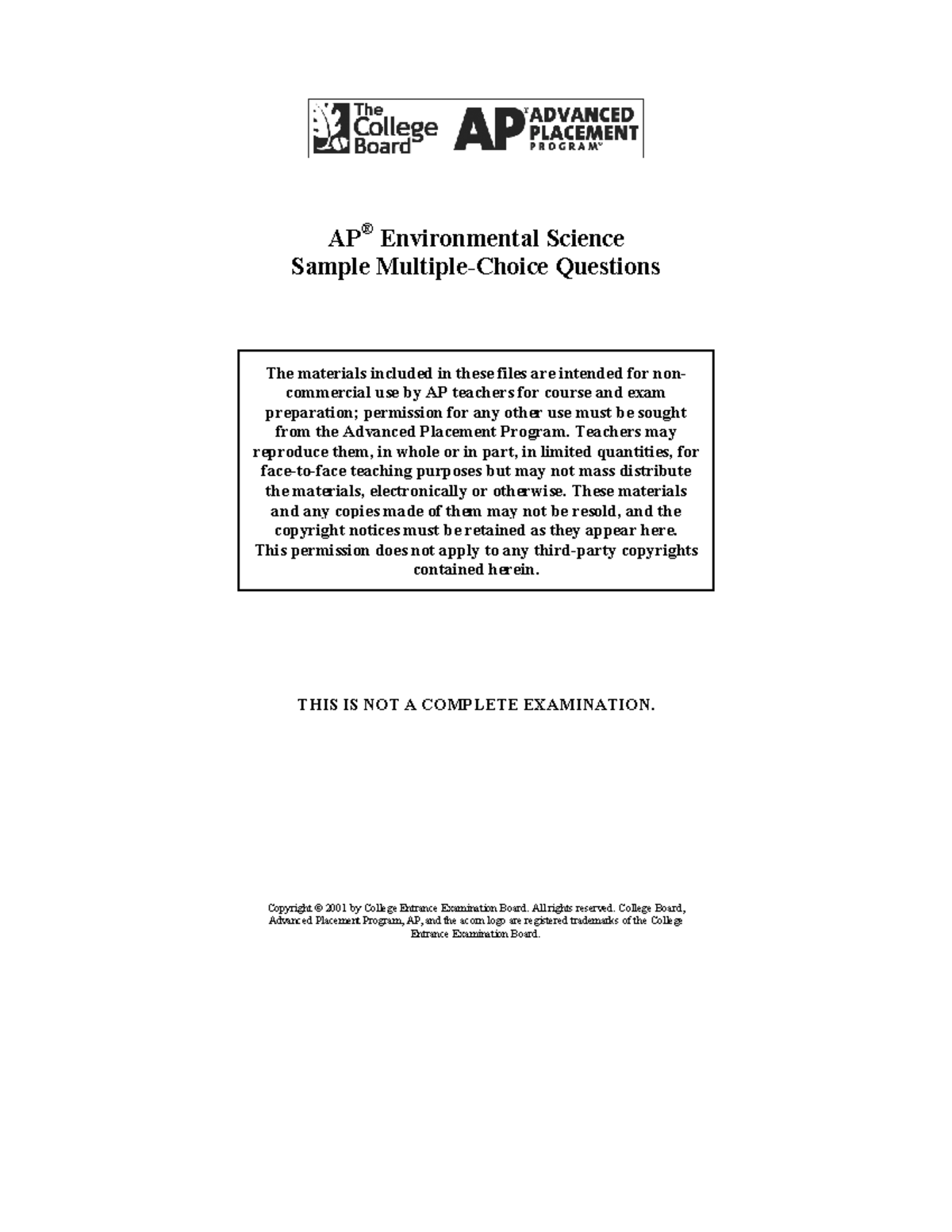 APES Sample Multiple Choice Questions for Exam Prep - Studocu