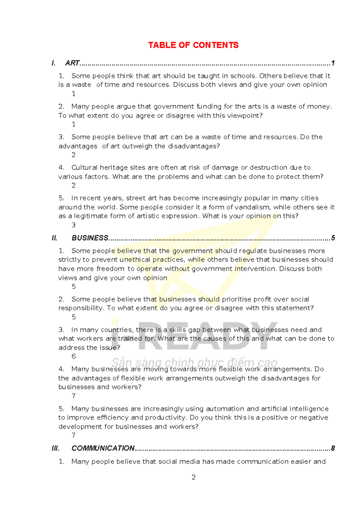 Ideas-for-ielts-writing-task-2-Full-Version-1 - TABLE OF CONTENTS I ...