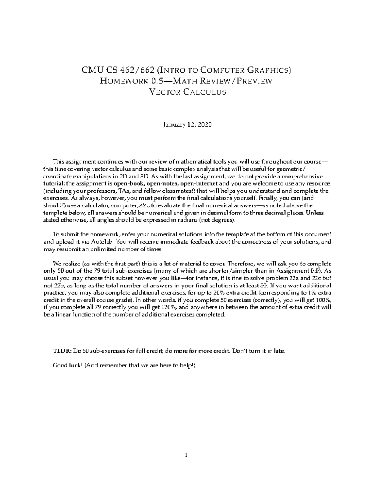 Vector Calculus Review - CMU CS 462/662 (INTRO TO COMPUTER GRAPHICS ...