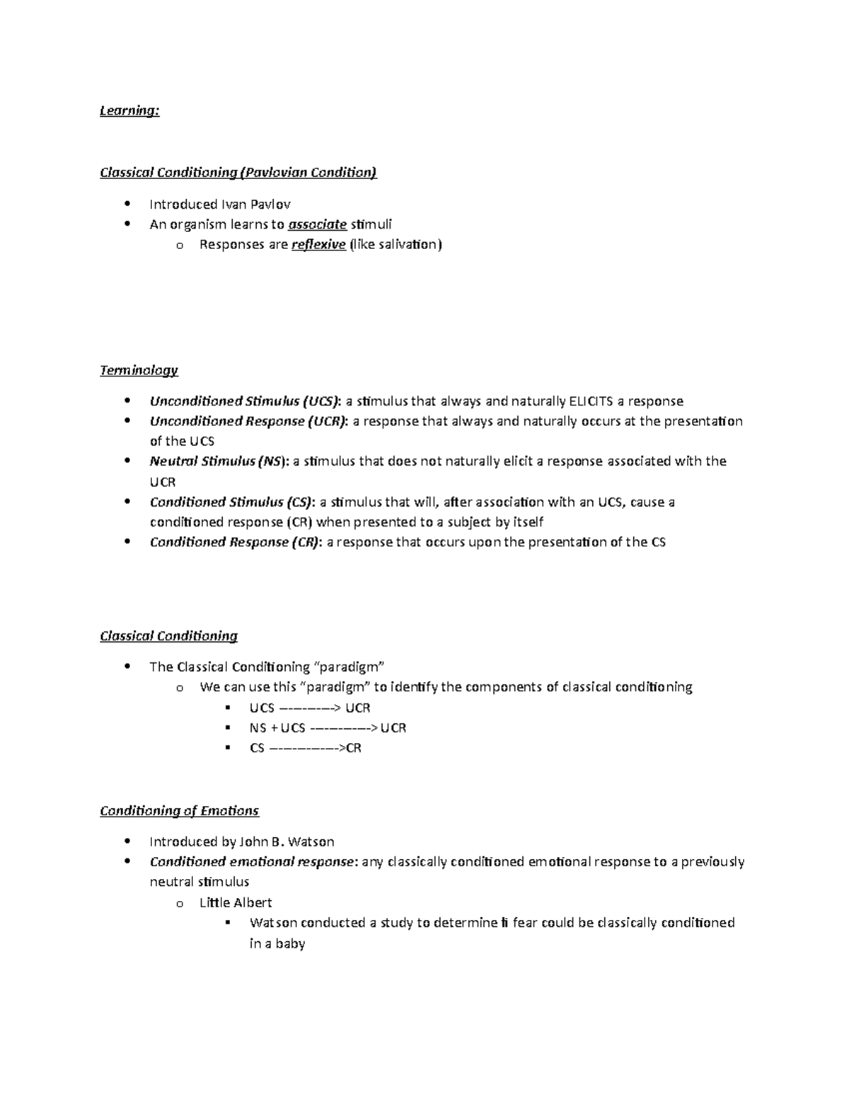 Psychology 101: Lecture Notes on Classical & Operant Conditioning - Studocu