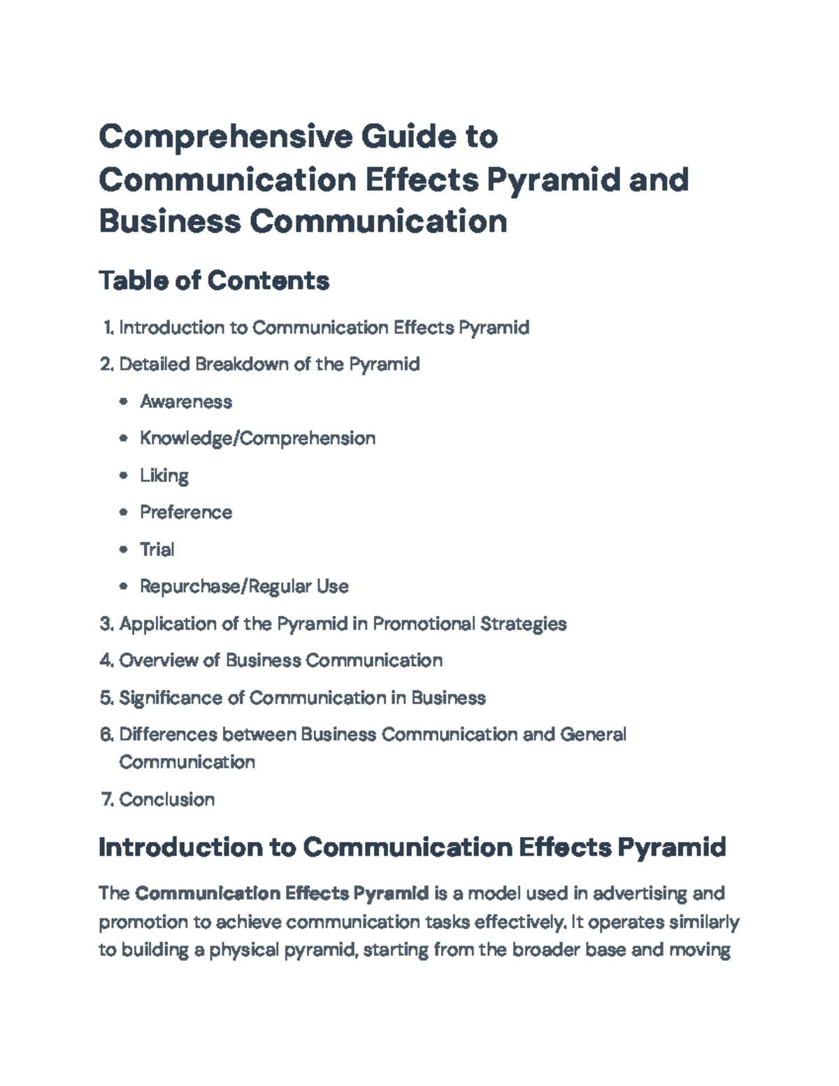 Communication Effects Pyramid and Business Communication Overview ...