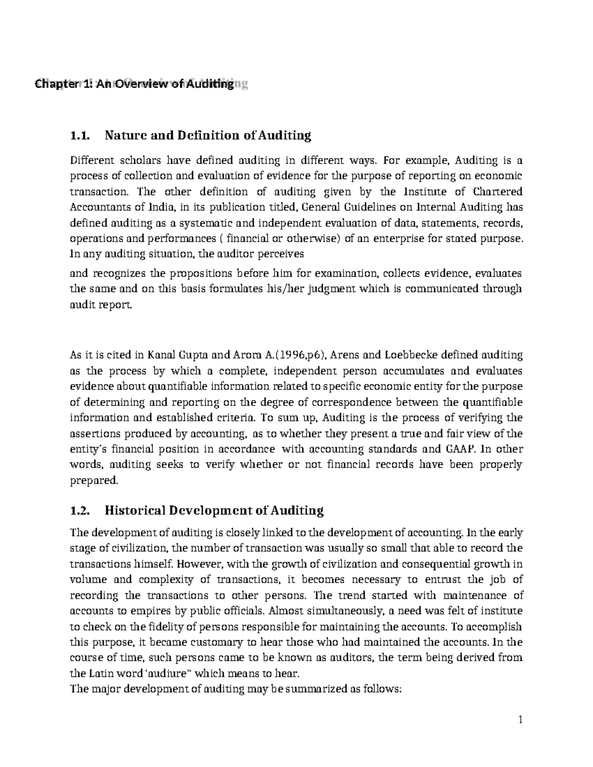 Chapter 1: Audit Principles & Practice Overview (ACCT 101) - Studocu