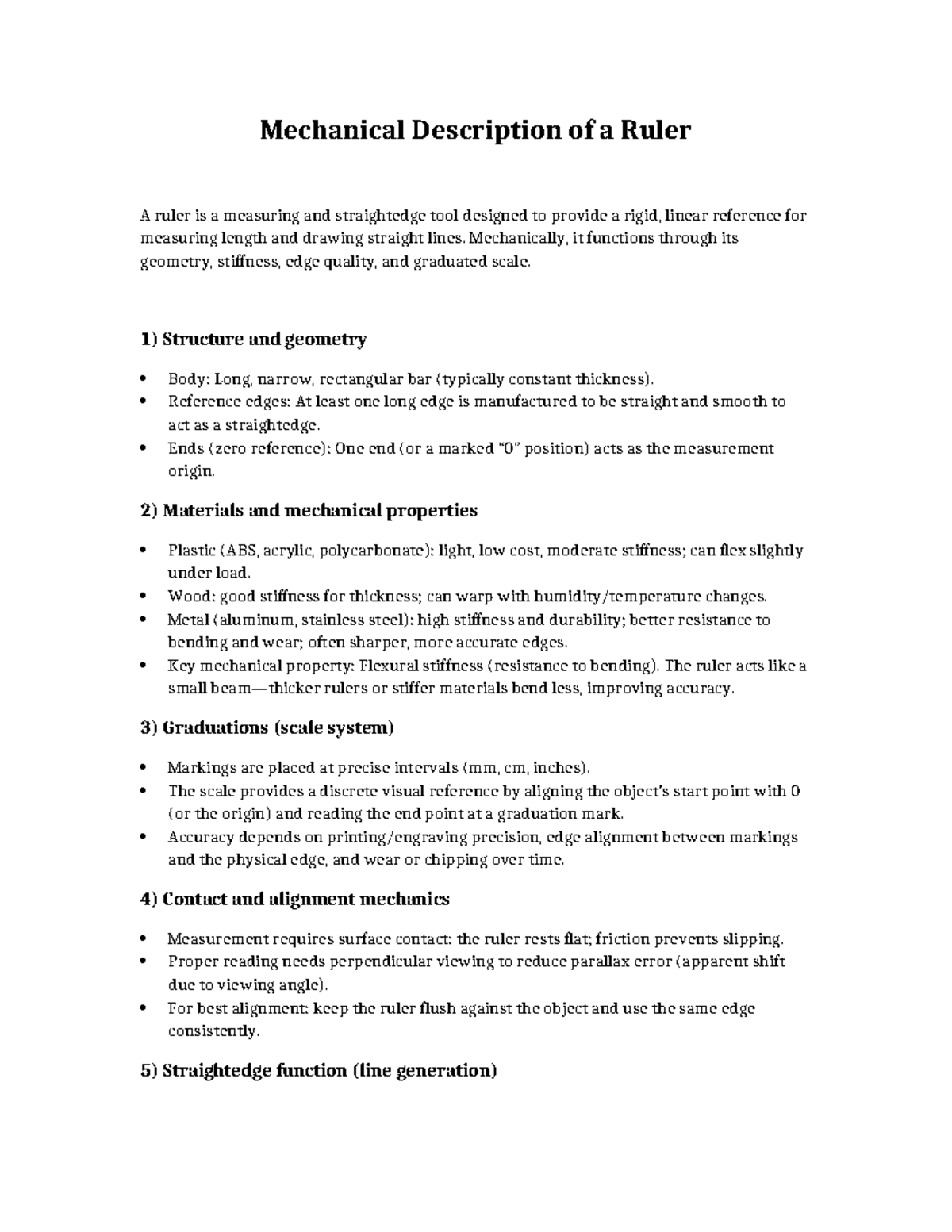 MECH 101: Mechanical Description of a Ruler and Its Functions - Studocu