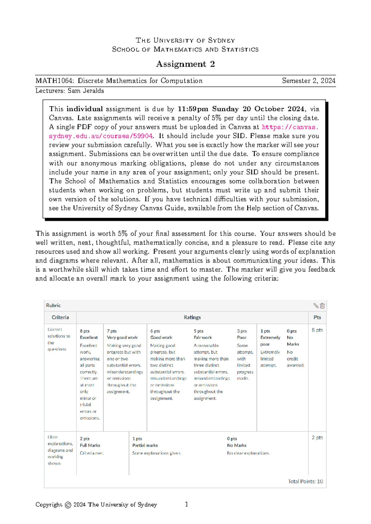 MATH1064 Assignment 2: Discrete Mathematics for Computation Guide - Studocu