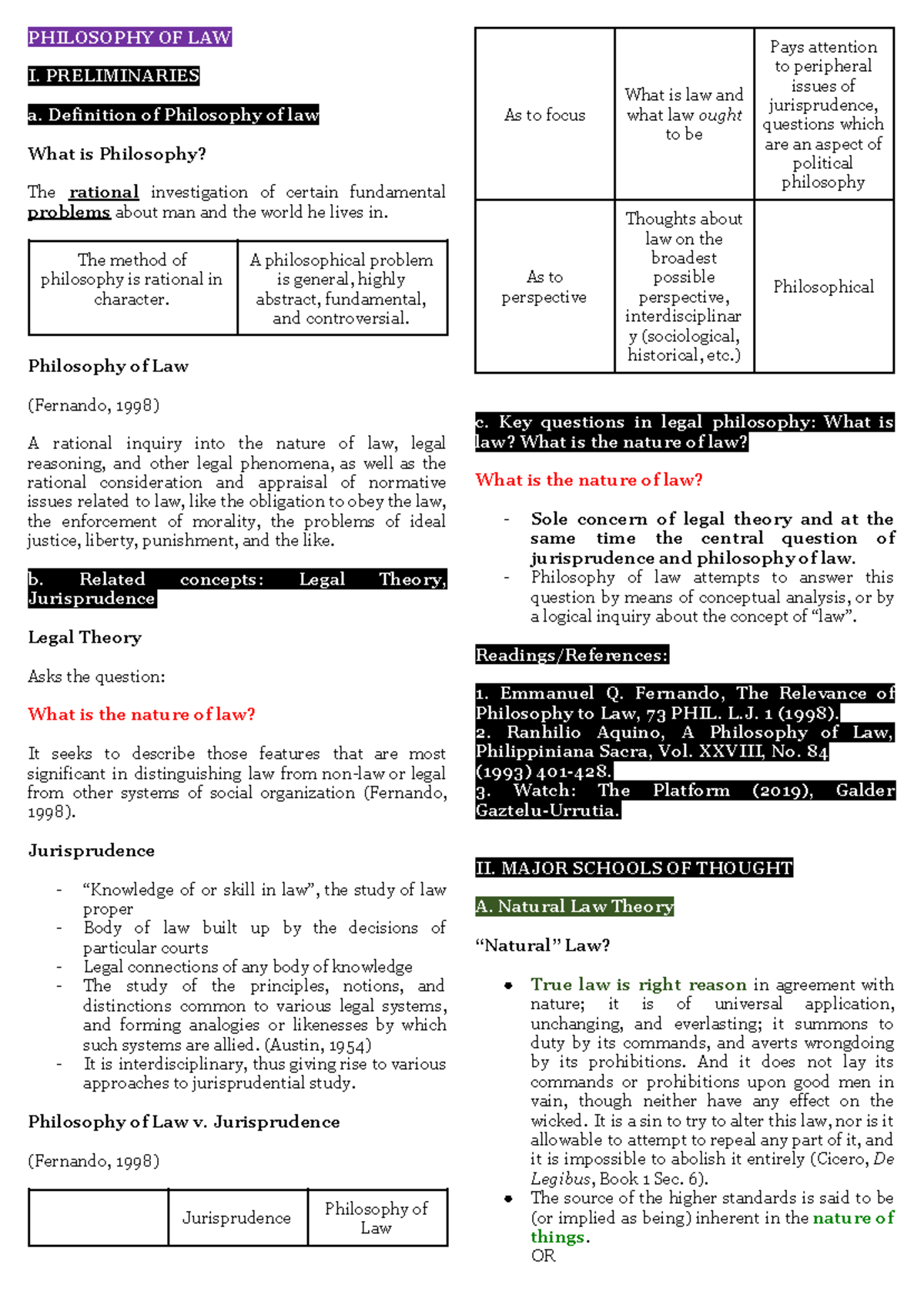 PHIL 101 Philosophy of Law Midterm Reviewer - Arellano University - Studocu