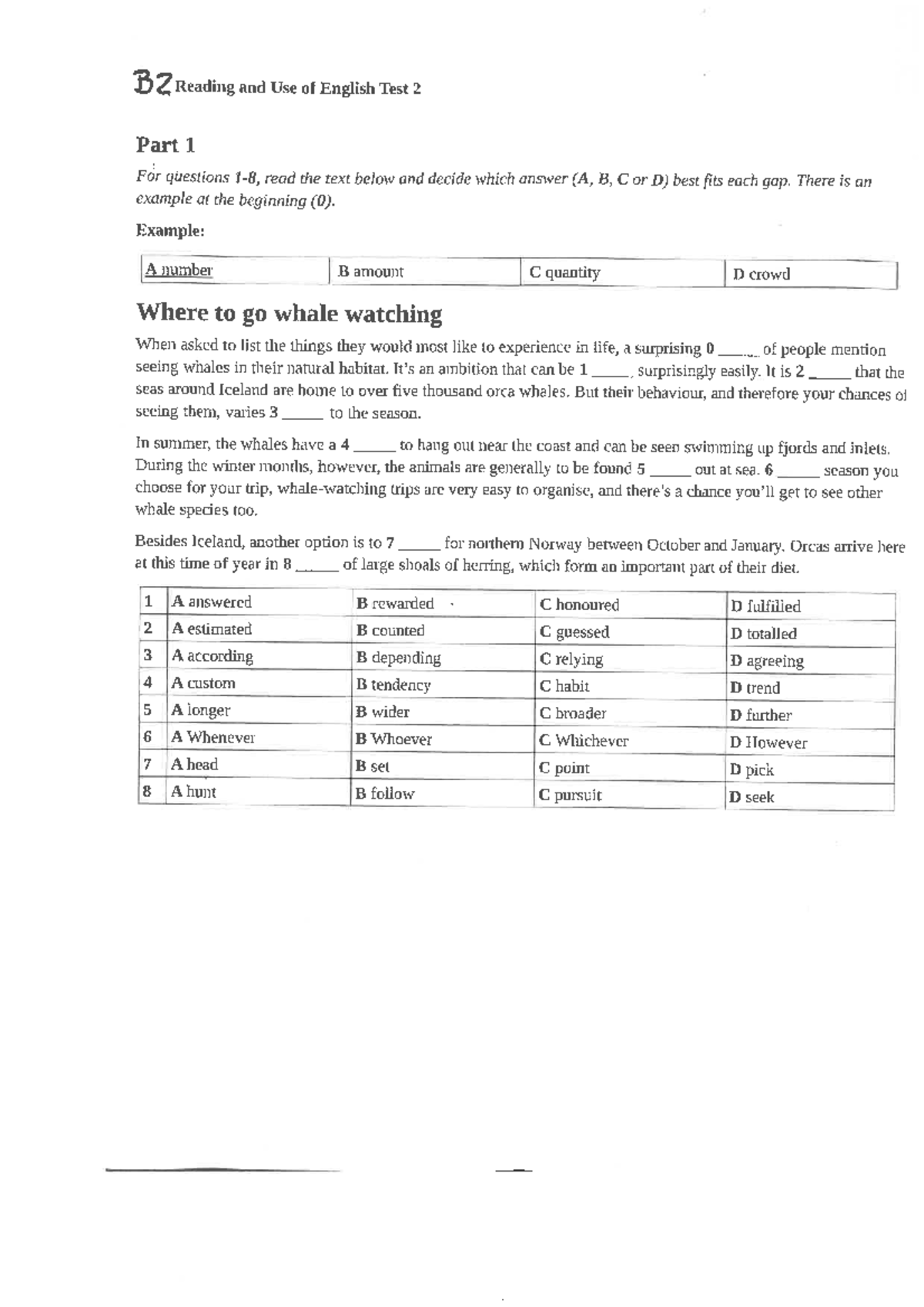 B2 First - Test 2 - Reading and Use of English Practice - Studocu