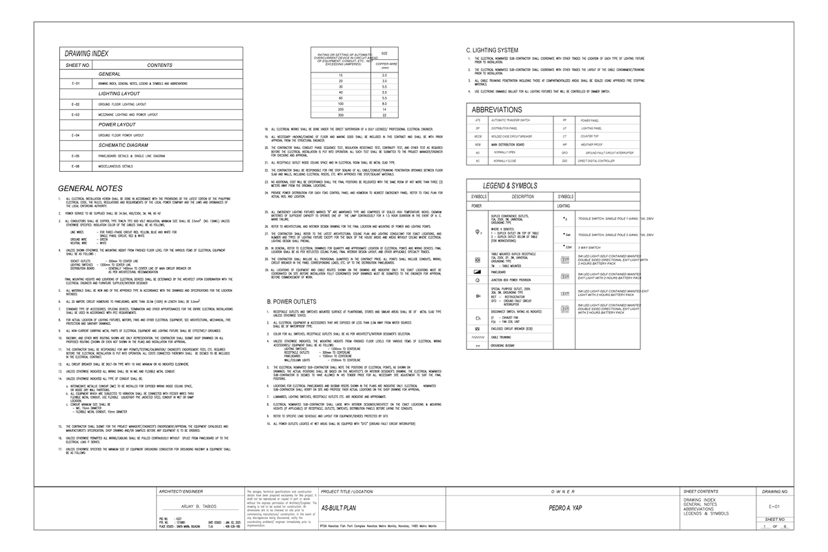 E-01: Lighting System and Power Layout Plans - Studocu