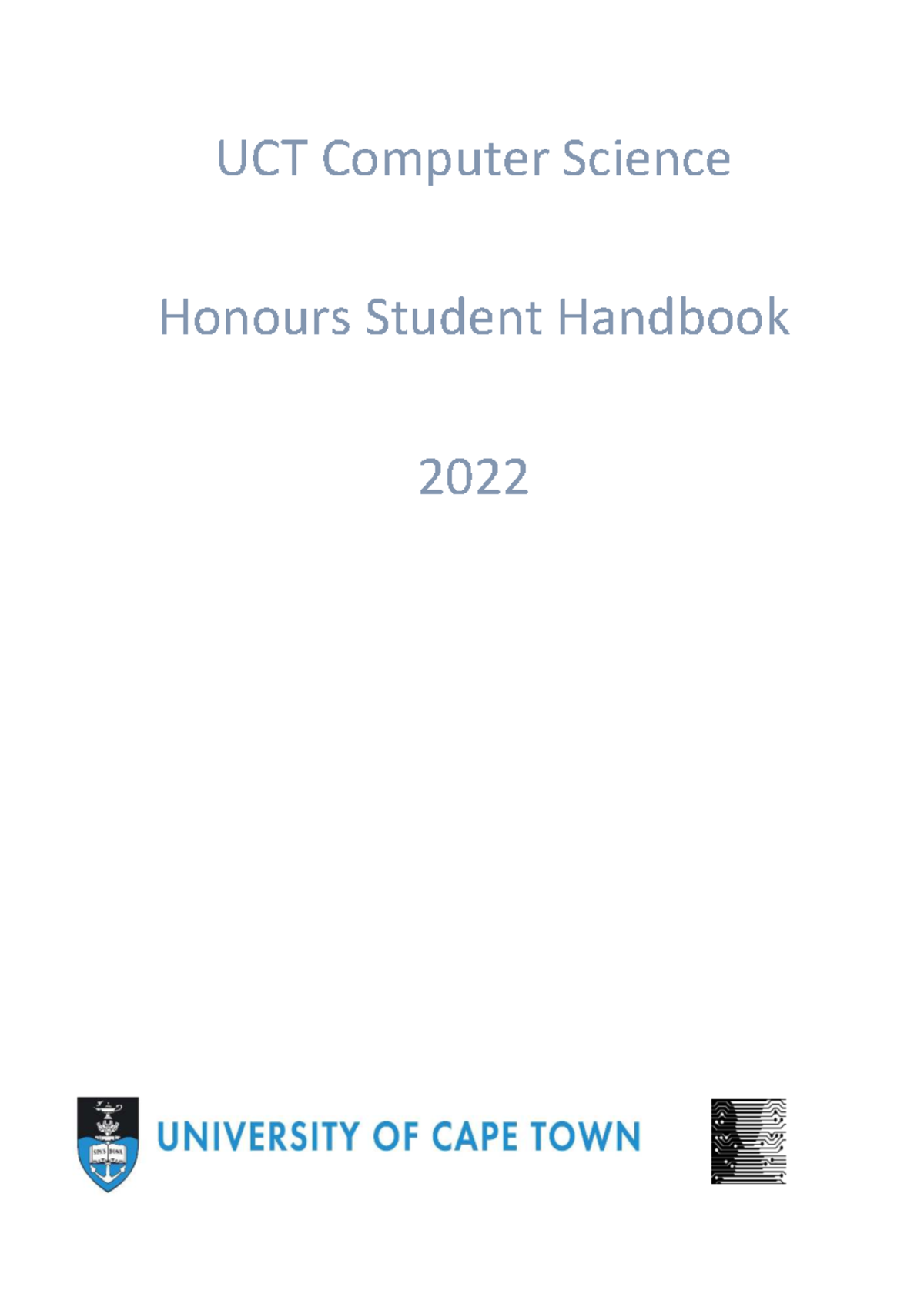 UCT Computer Science Honours Handbook 2022: Essential Info & Guidelines ...