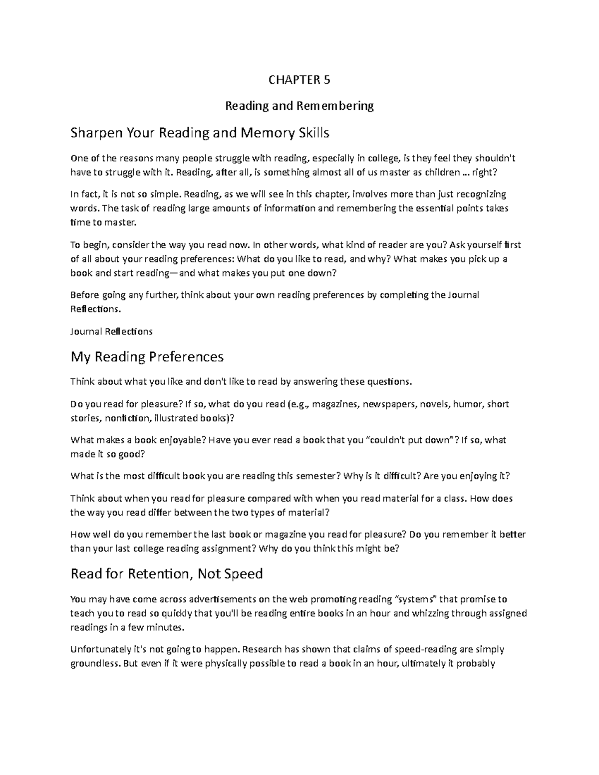 Chapter 5: Strategies for Effective Reading and Memory Retention - Studocu