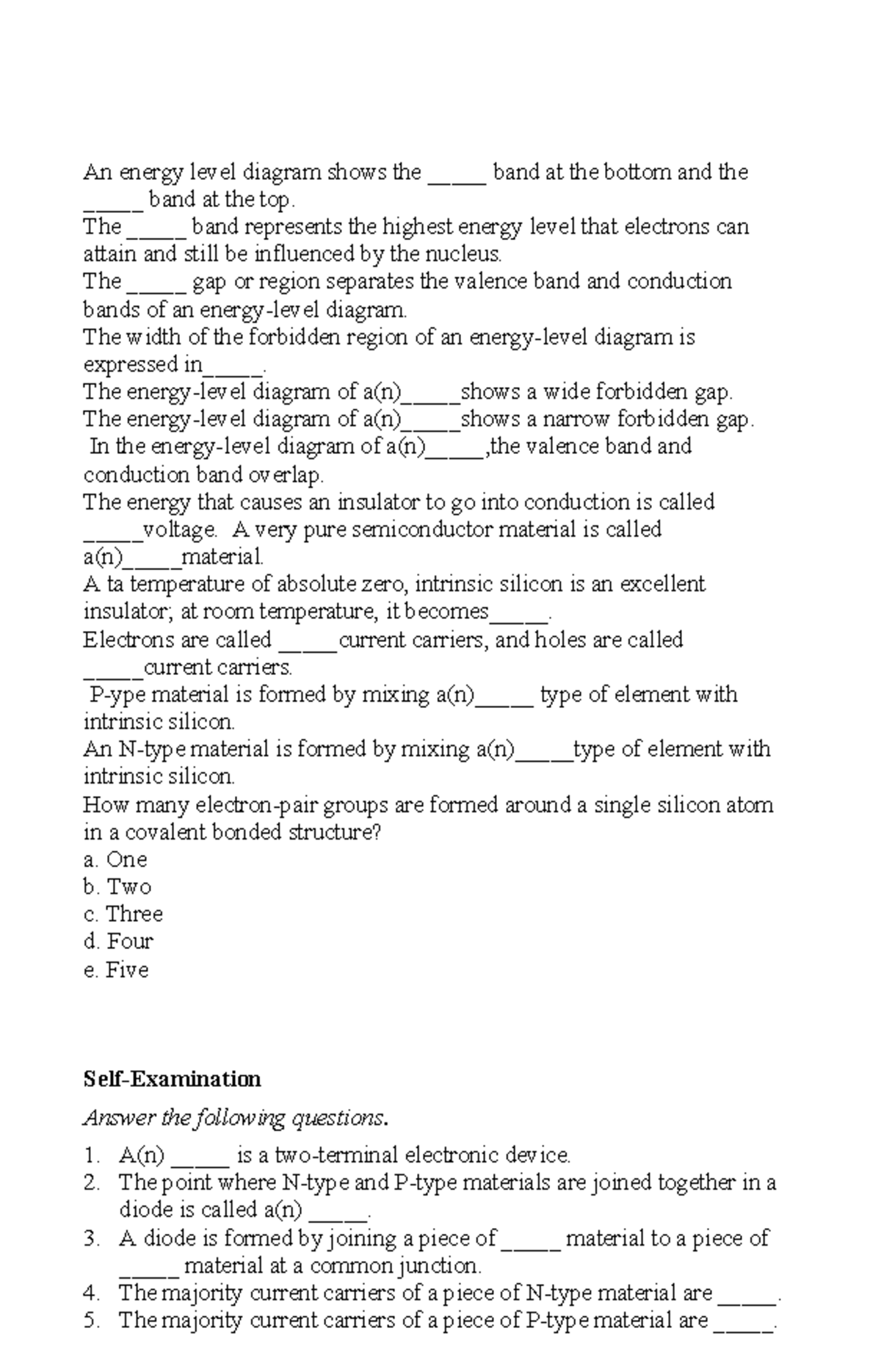 Basic Semiconductor Theory Practice Questions (ENGR 101) - Studocu