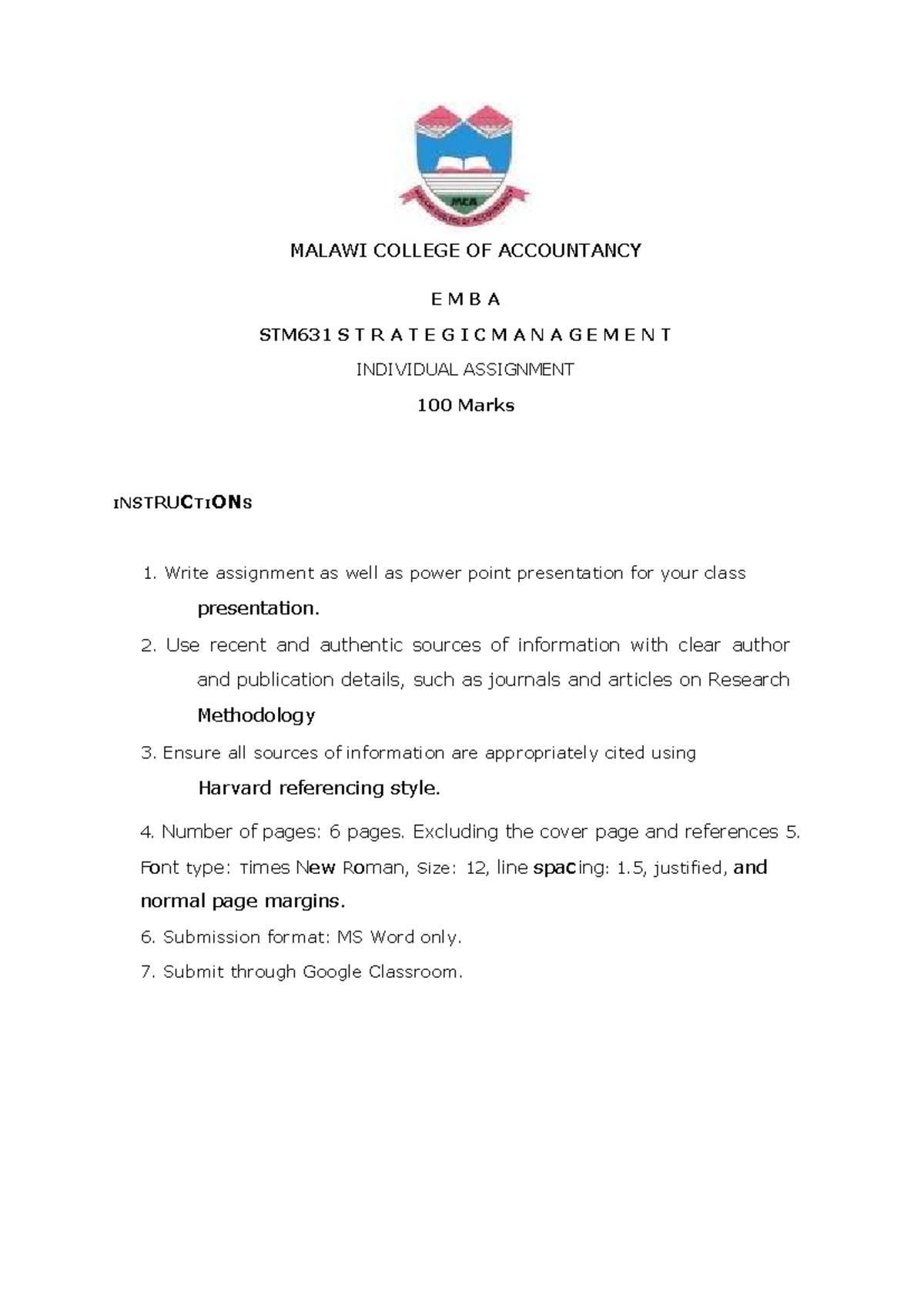 STM631 Strategic Management Individual Assignment Guidelines 2025 - Studocu