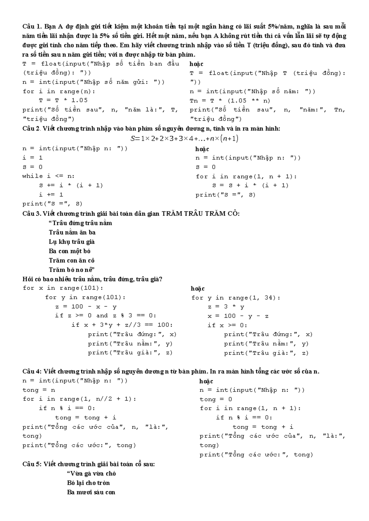 BTTH Python 10 - Bài Tập Lập Trình Cơ Bản - Studocu