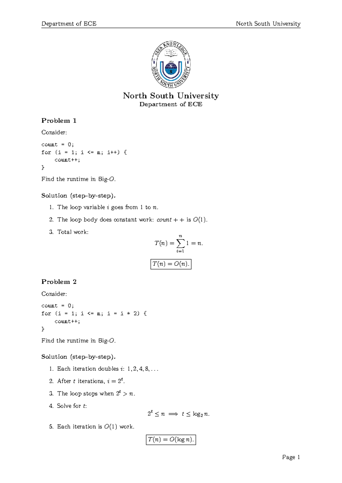 Photo inspiration: Gallery Detail: Ece 101 Runtime Analysis Practice Problems