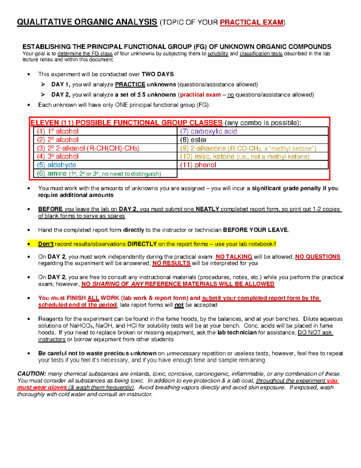Qualitative Organic Analysis Practical Exam Guide - Studocu