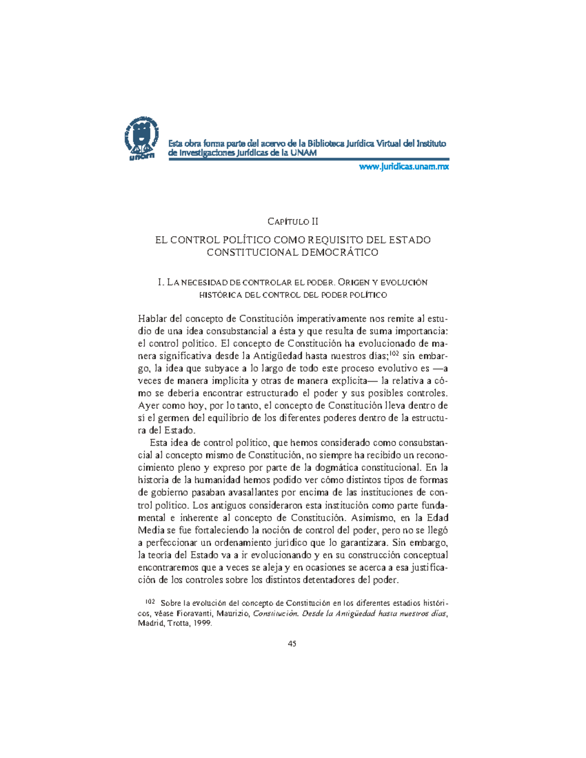 CAPÍTULO II: EL CONTROL POLÍTICO EN EL ESTADO CONSTITUCIONAL ...