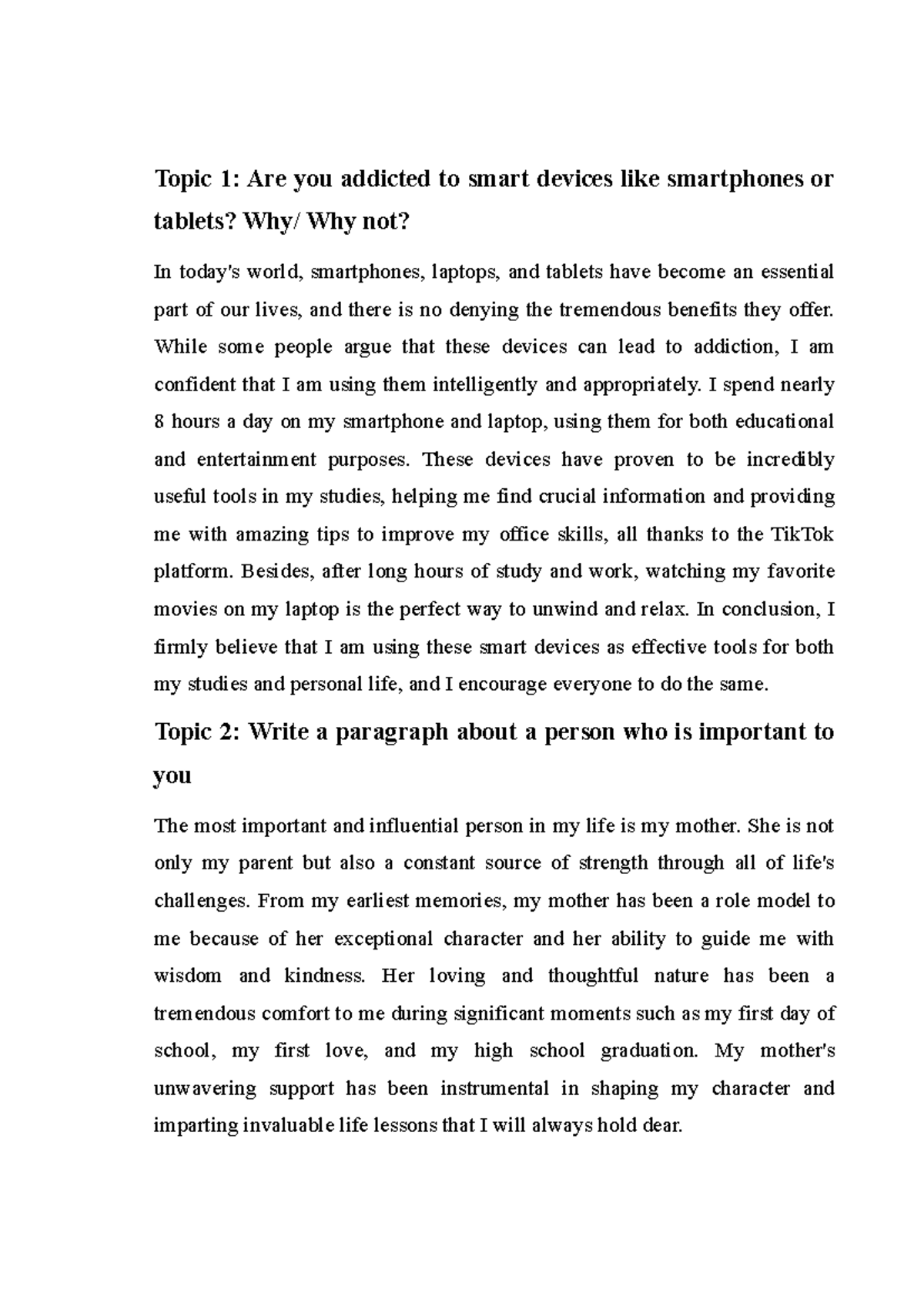 TATQ1 - TOPIC - Topic 1: Are you addicted to smart devices like ...
