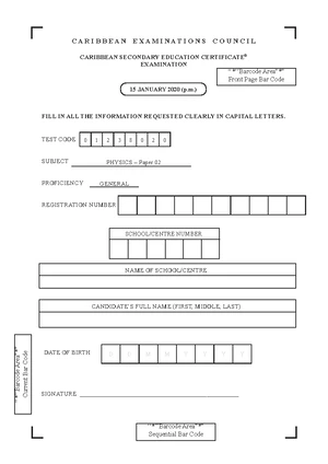 CSEC JAN 2025 Physics Paper 02 Detailed Exam Notes - Studocu