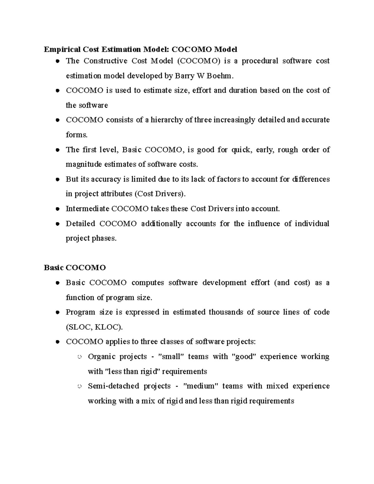 COCOMO Model for Software Cost Estimation: Software ENGG Module 4.1 ...