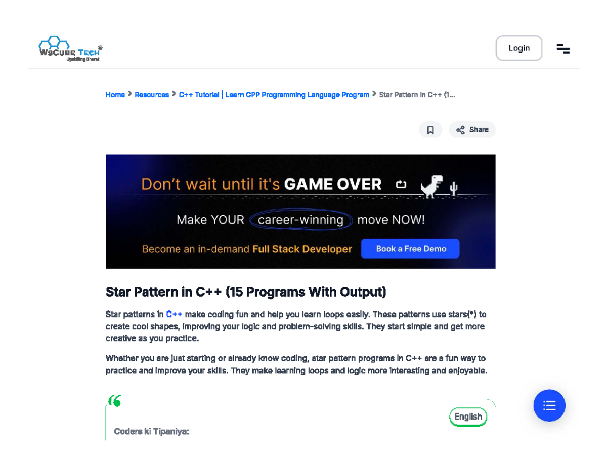 Star Triangle Patterns in C++: Code Examples and Execution - Studocu