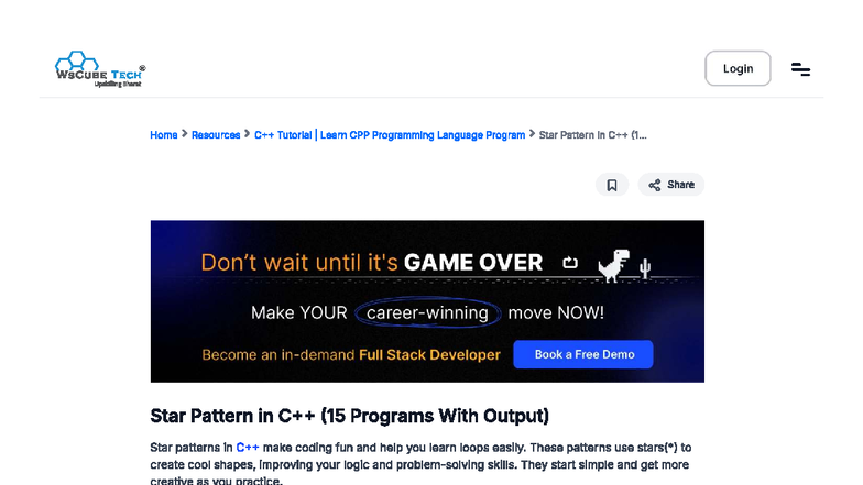 Star Triangle Patterns in C++: Code Examples and Execution - Studocu