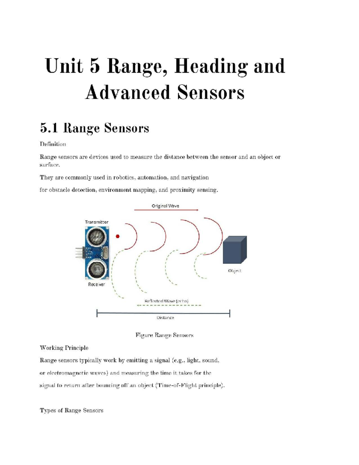 Unit 5: Range, Heading & Advanced Sensors Overview - Studocu
