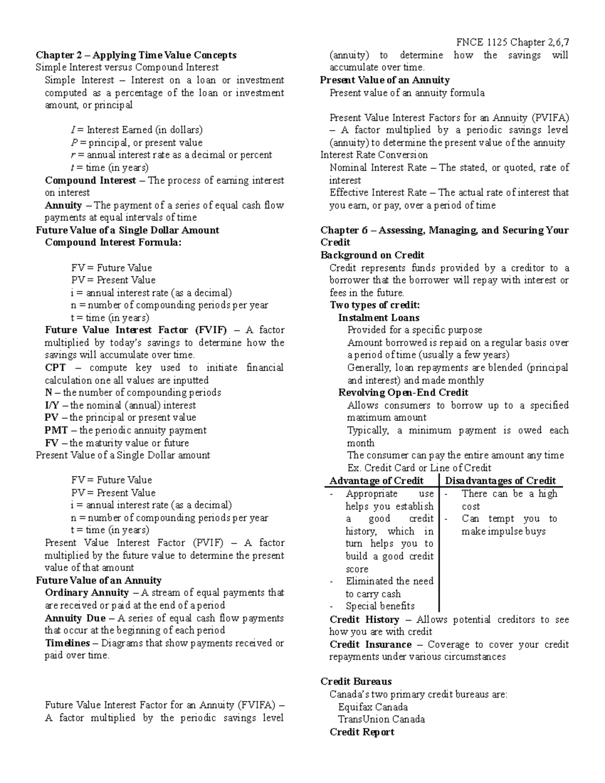 FNCE Chapter 2,6,7 Review - Chapter 2 – Applying Time Value Concepts ...