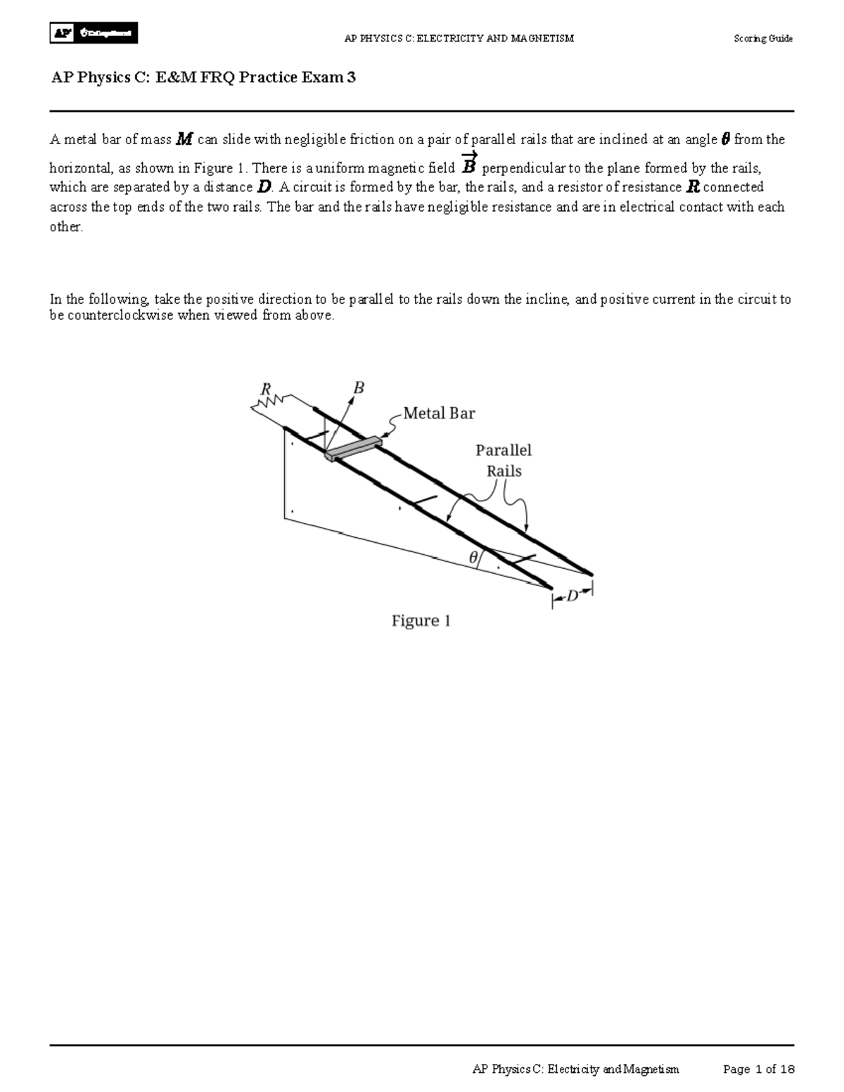 AP PHYSICS C: ELECTRICITY AND MAGNETISM FRQ Practice Exam 3 Scoring ...
