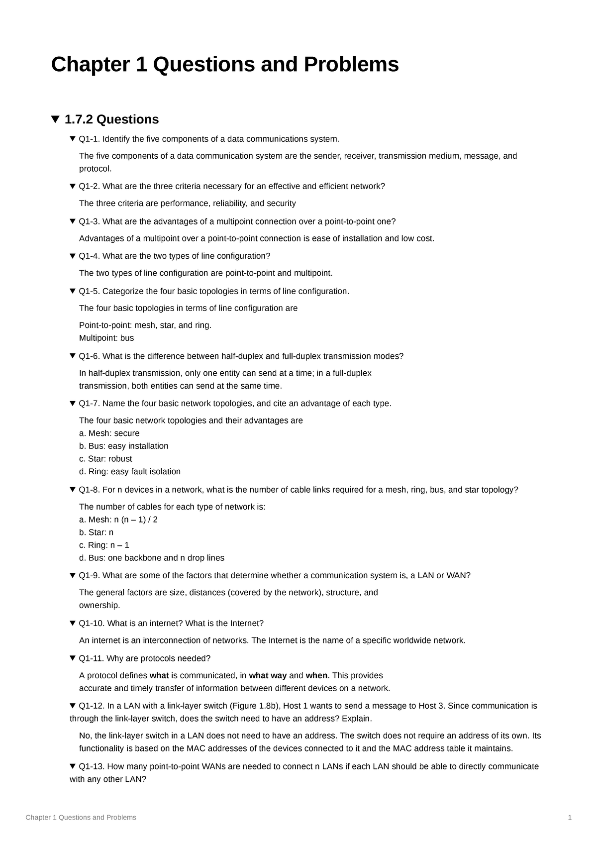 D.COM Chapter 1 Q&As: Data Communications Fundamentals - Studocu