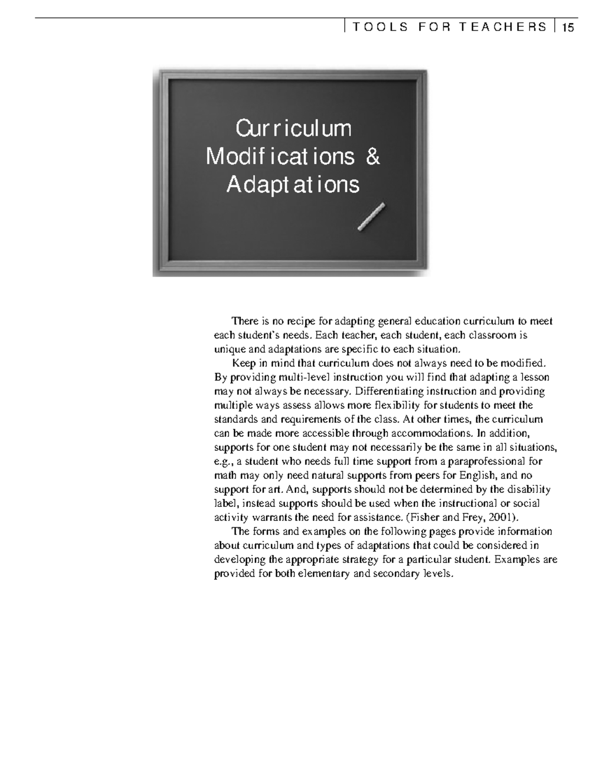 TOOLS FOR TEACHERS: Curriculum Modifications & Adaptations Guide - Studocu