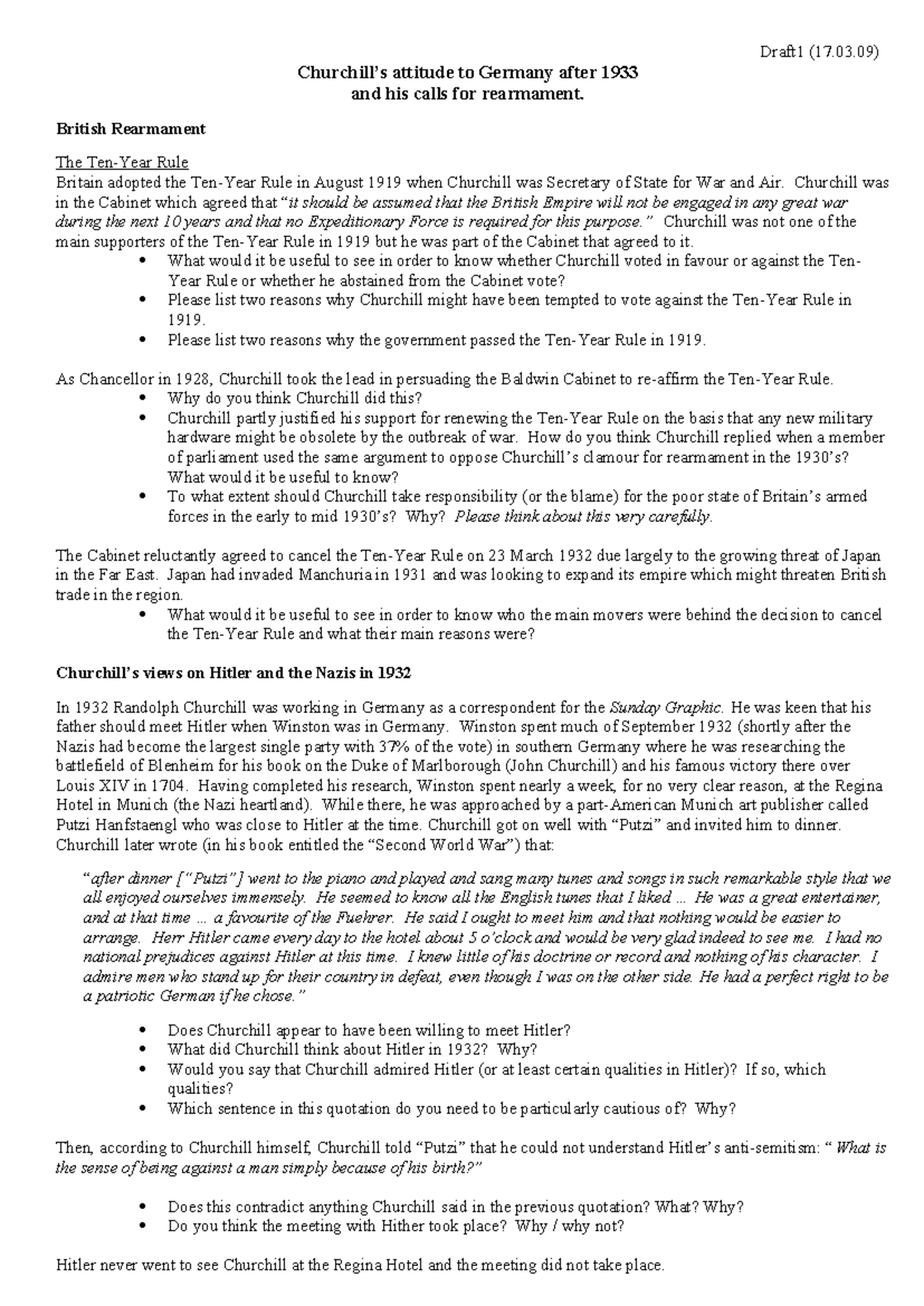 Churchill's Views on Nazis and British Rearmament from 1932-1936 ...