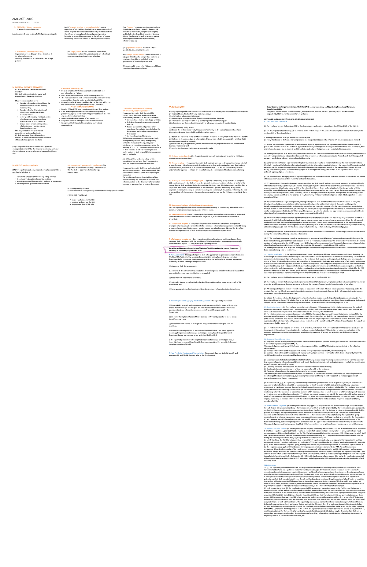 AML ACT - Money Laundering Regulations Summary and Handout - Studocu