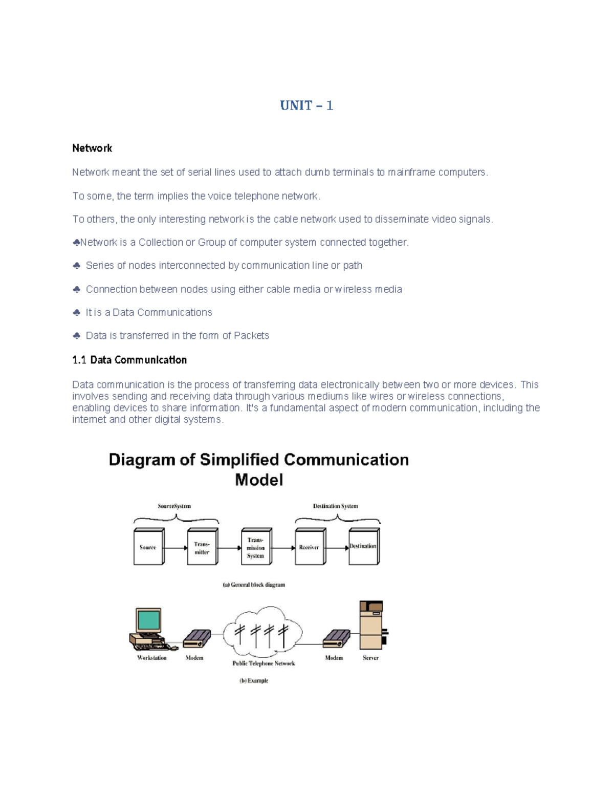 UNIT-1 Data Communication and Network Types Overview - Studocu