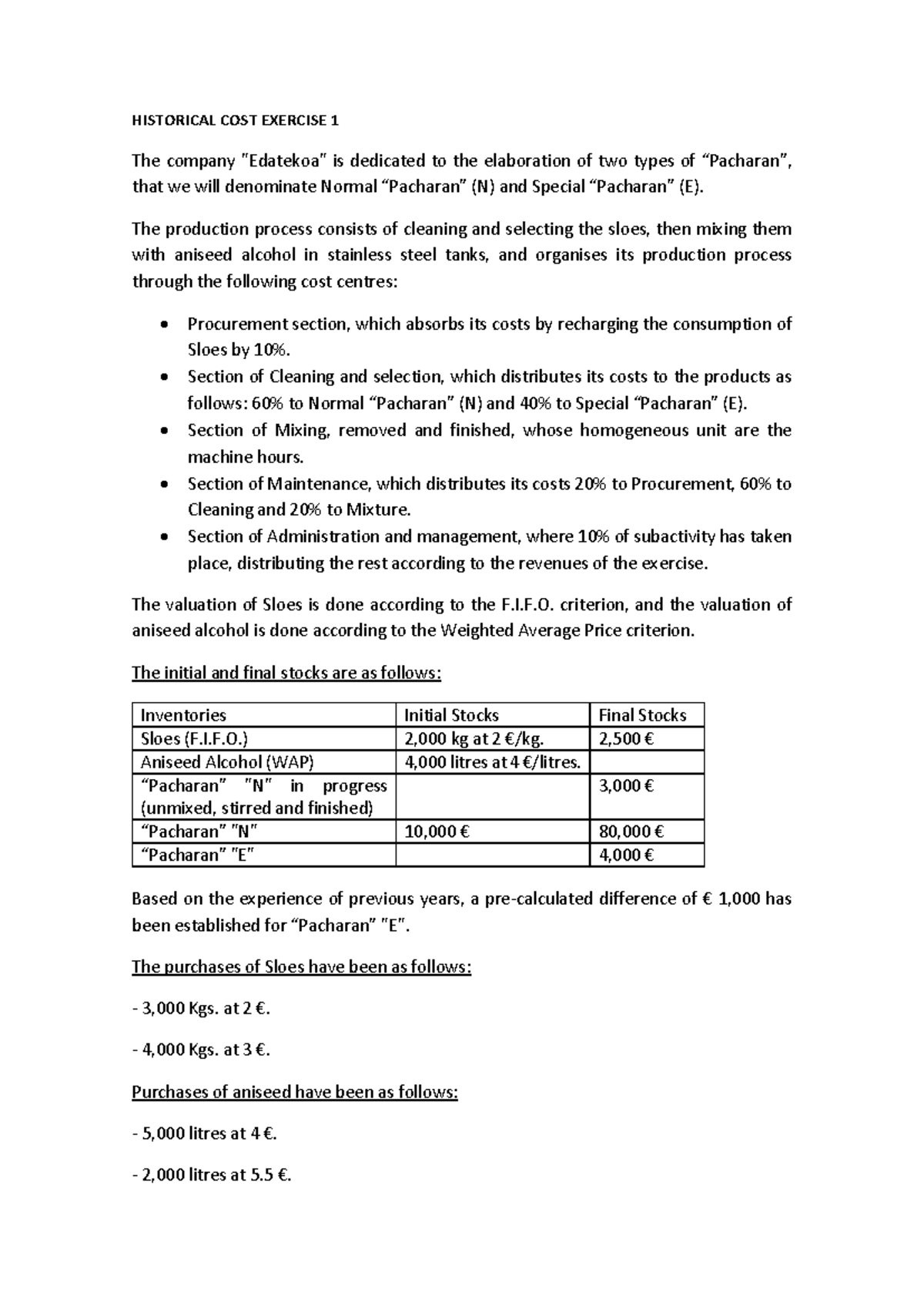HIST 101: Historical Cost Exercise 1 with Solutions - Studocu