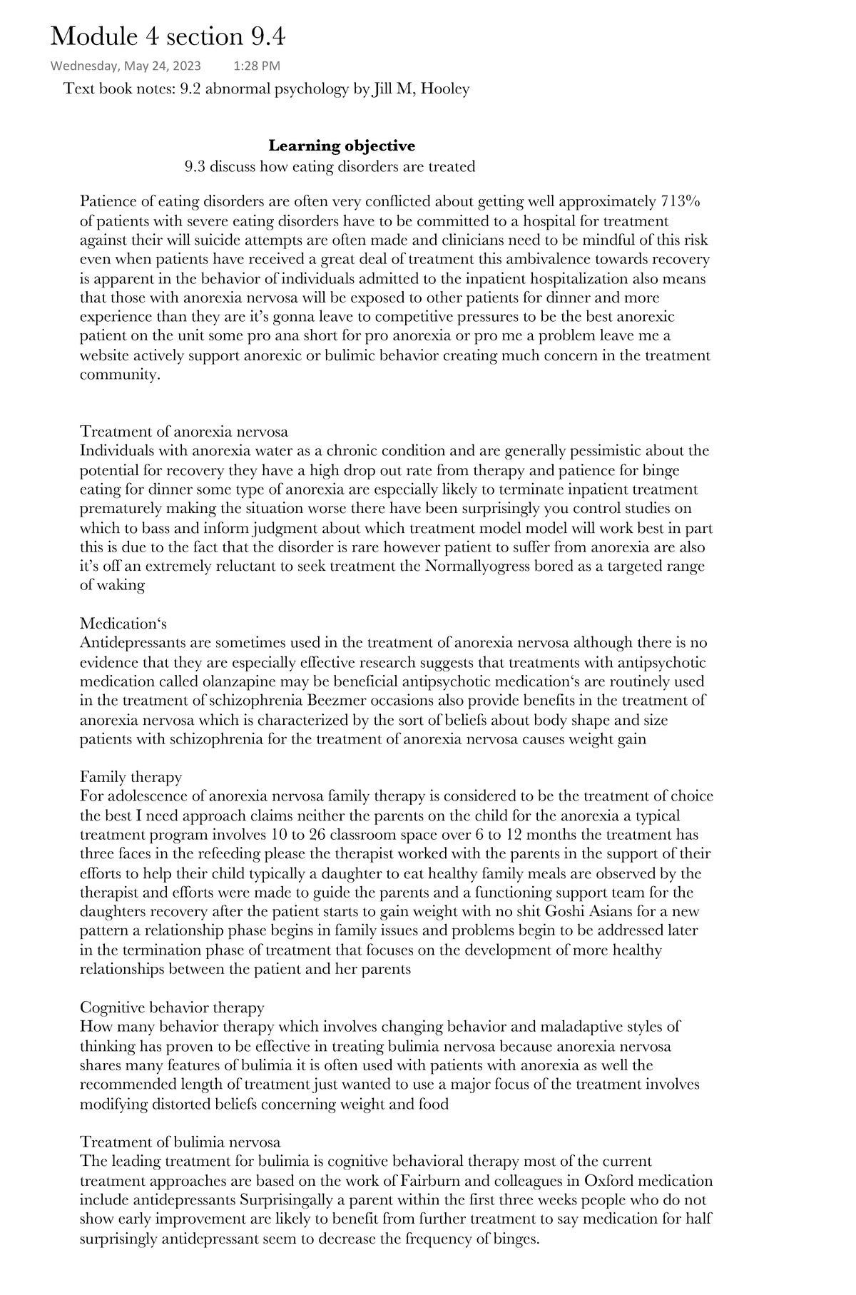 Module 4 abnormal Psychology notes section 9.3 - Text book notes: 9 ...