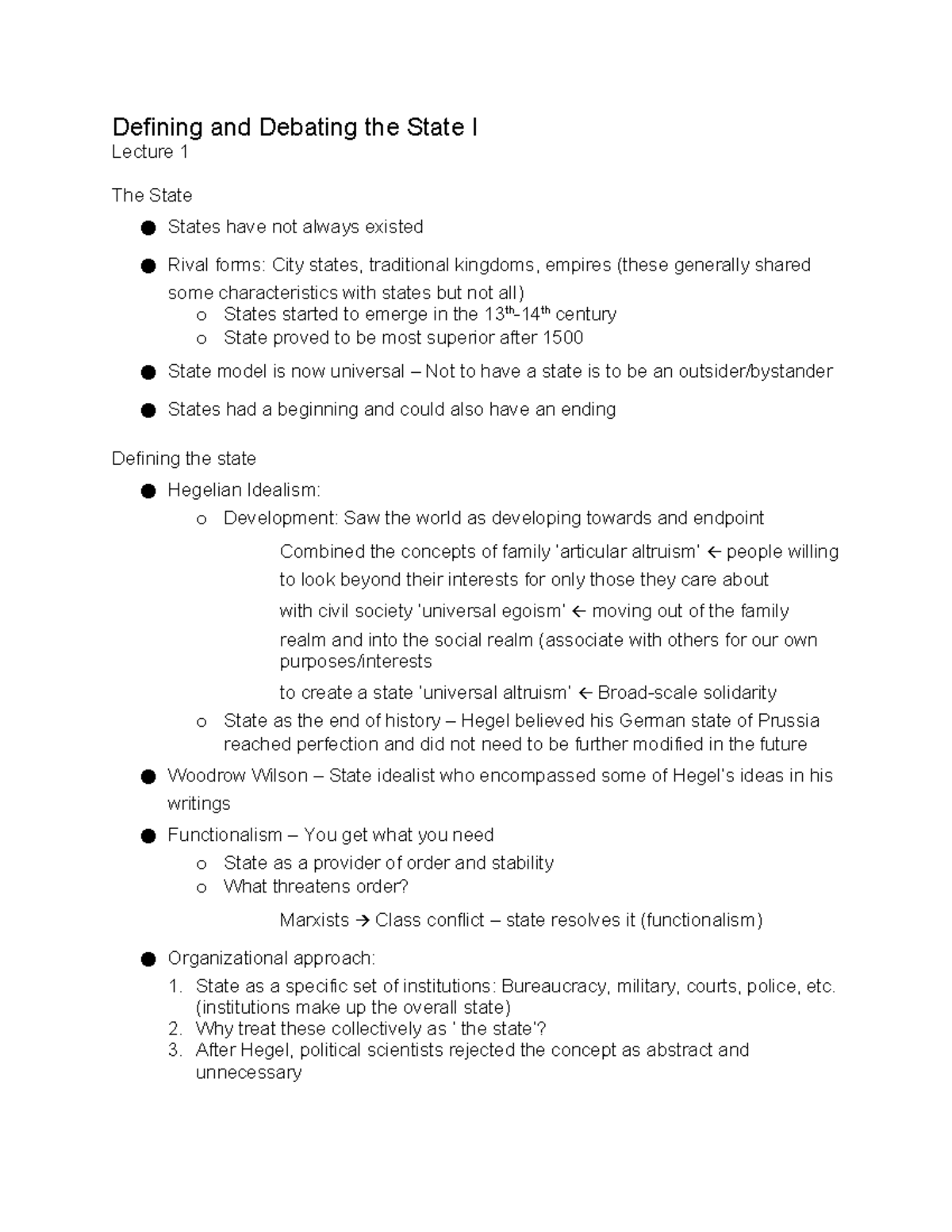 Sem 2 Poli Sci Notes: Defining and Debating the State Lectures 1 & 2 ...