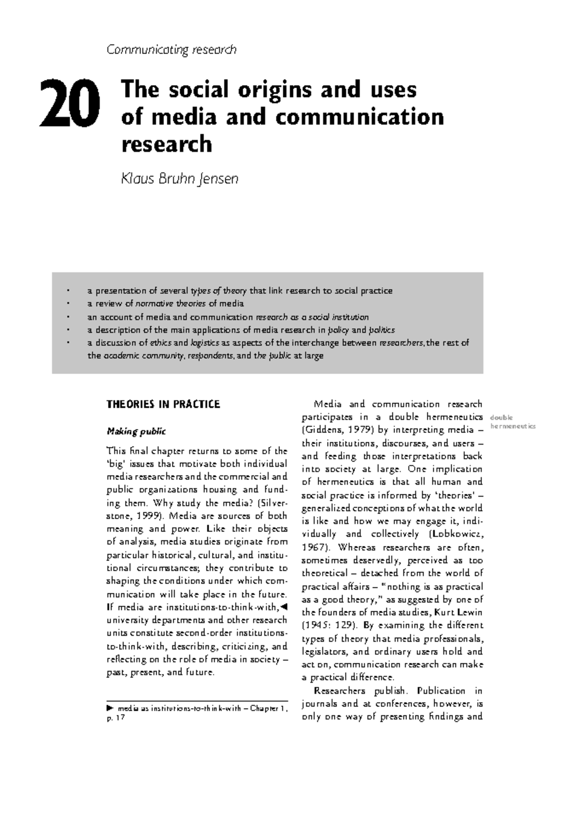 Media and Communication Research: Theories and Social Applications ...