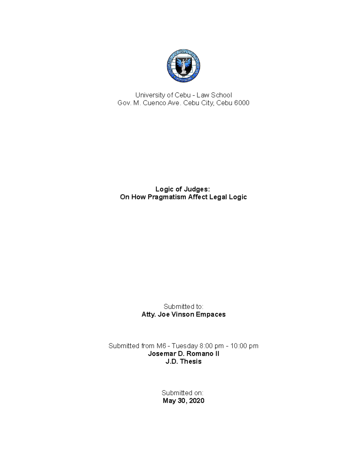 Finals Term Paper - Legal Technique and Logic - University of Cebu ...