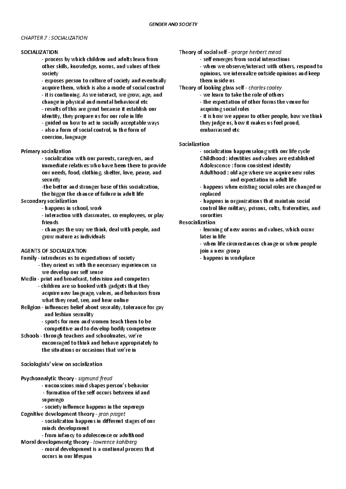 Chapter 7 - Socialization in Gender and Society: Key Concepts and ...