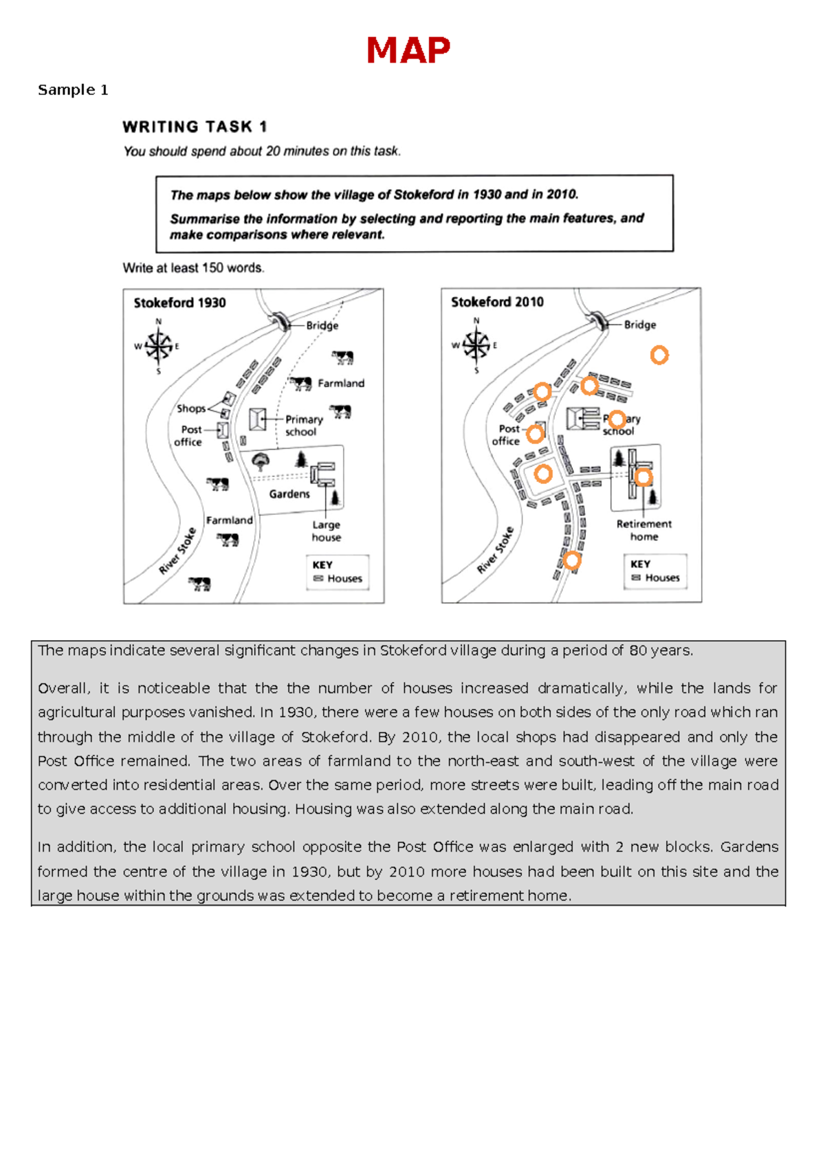 writing task 1 map - MAP Sample 1 The maps indicate several significant ...