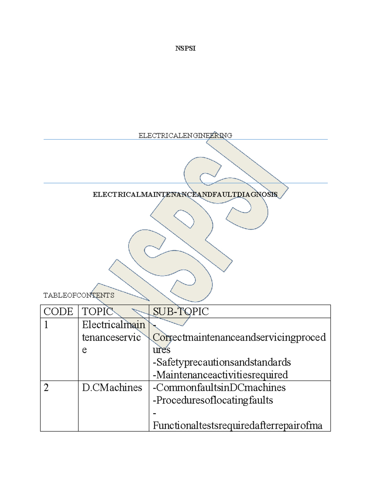 EMFD CEE 23S - LECTURE NOTES ON ELECTRICAL MAINTENANCE & FAULT ...