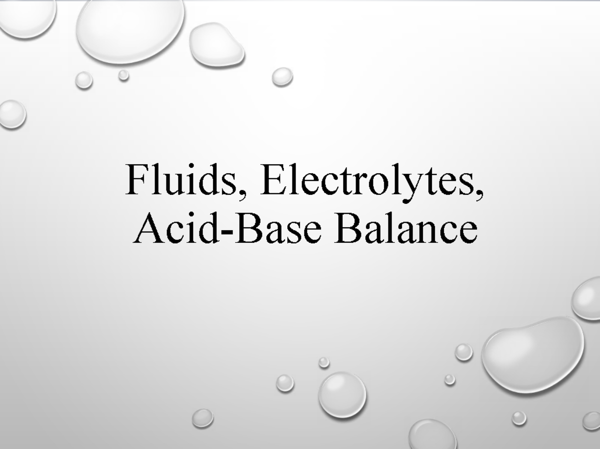 Fluid and Electrolyte Balance: Key Concepts and Clinical Implications ...
