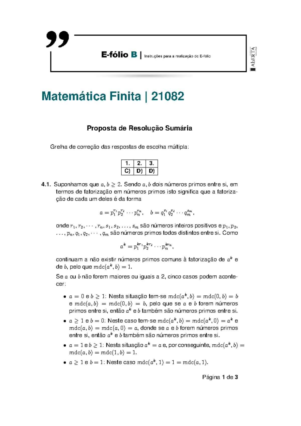 Matemática Finita 21082 Resolução Sumária de Múltipla Escolha - Studocu