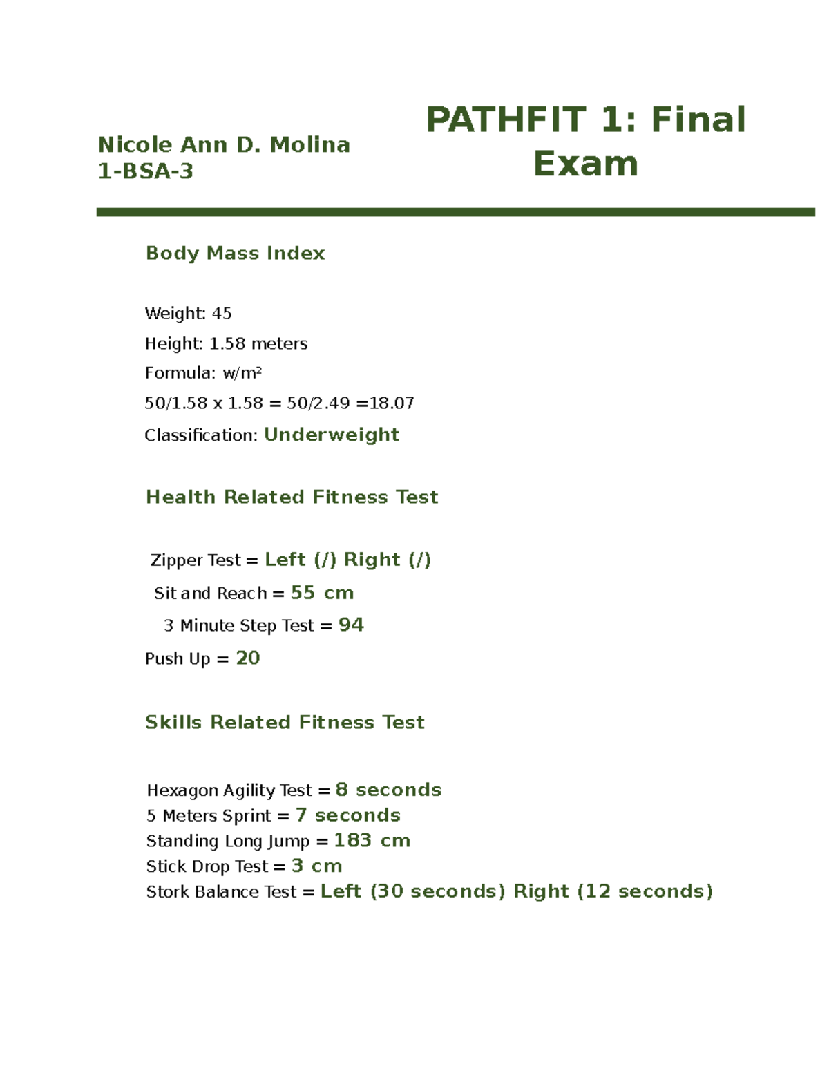 Pathfit 1 - Module about aerobic dance - PATHFIT 1: Final Exam Body ...