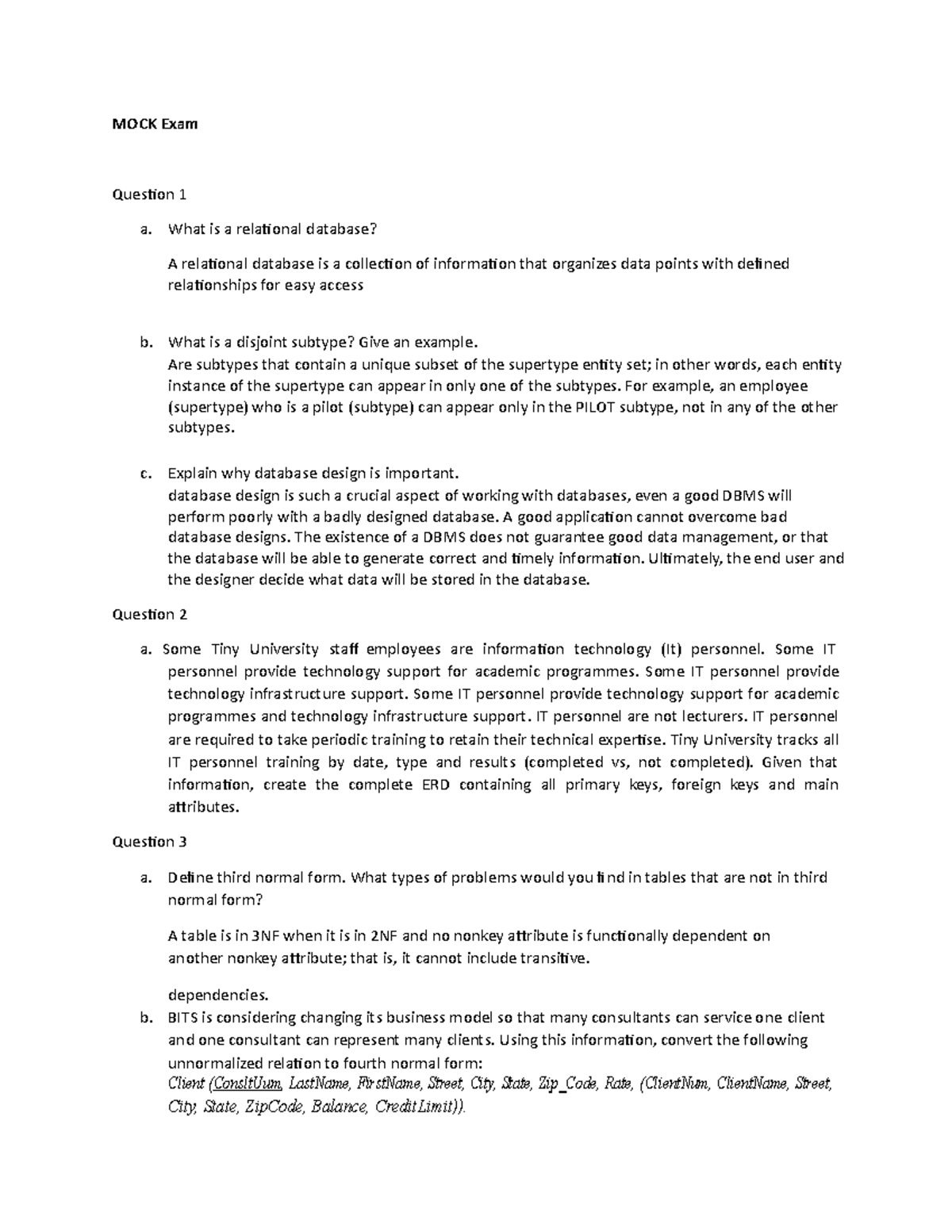 Mock Exam - Database Concepts and SQL - 2020 Oct/Nov - Studocu
