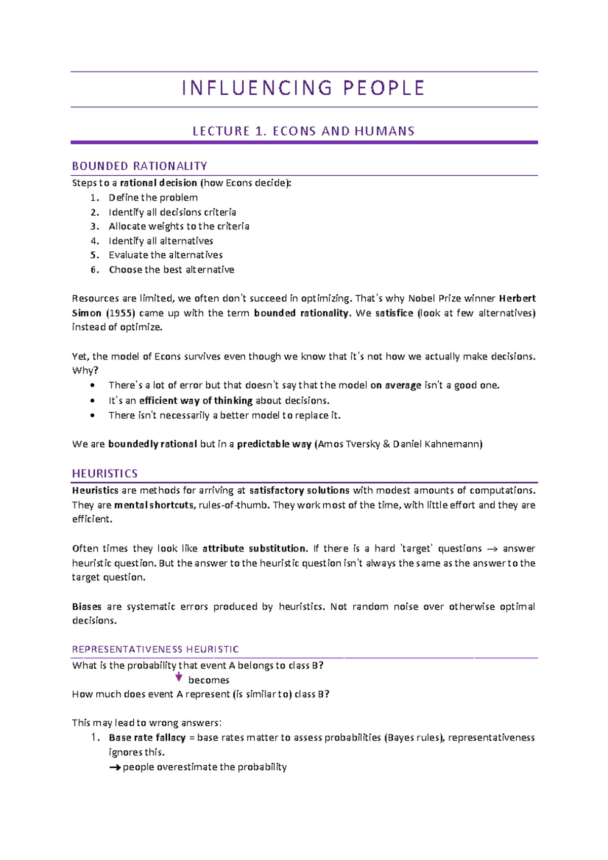 Samenvatting Minor Influencing People: Bounded Rationality & Heuristics ...