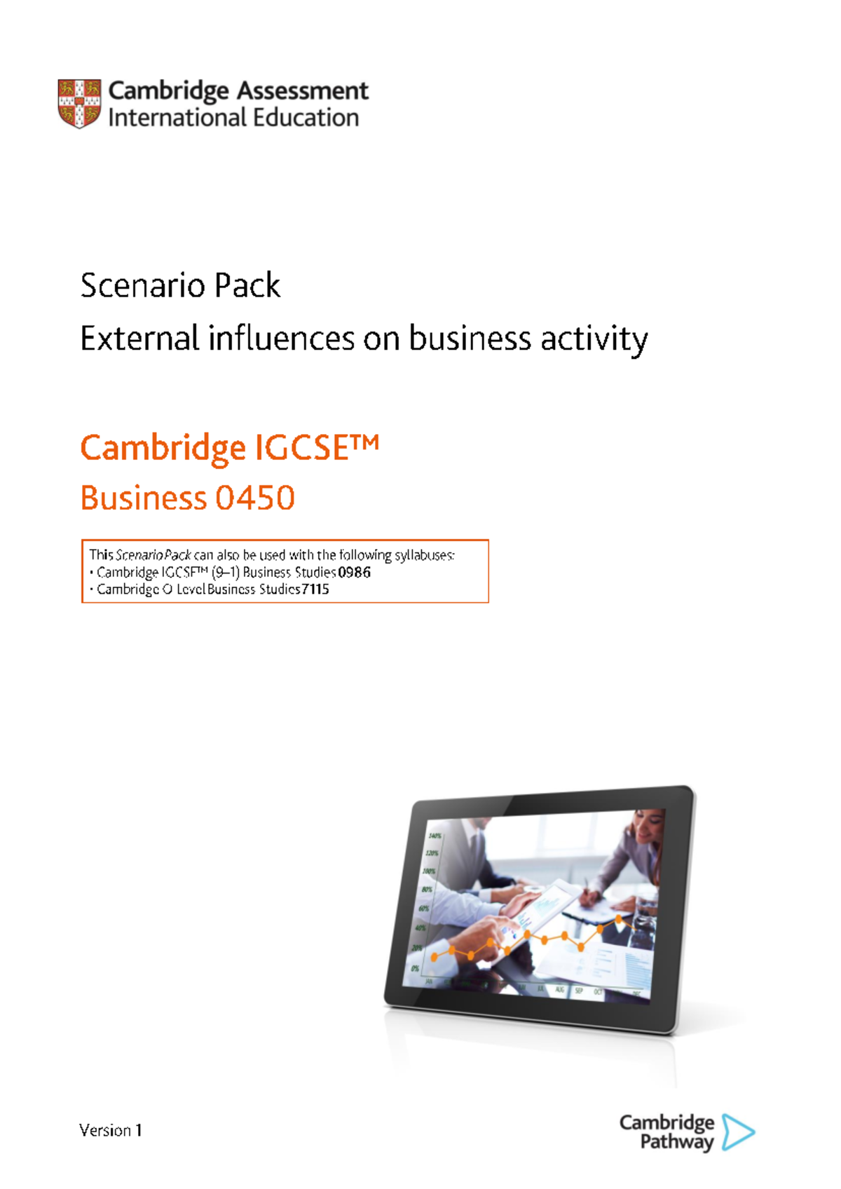 Cambridge IGCSE Business Studies (0450) Scenario Pack: External ...