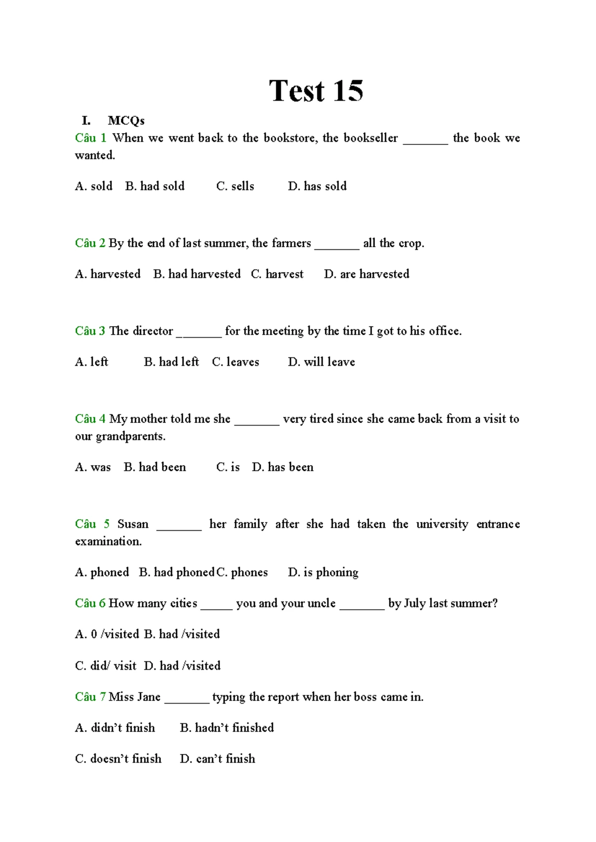 Cause and Effect Essay Practice - HỒDBH - Studocu