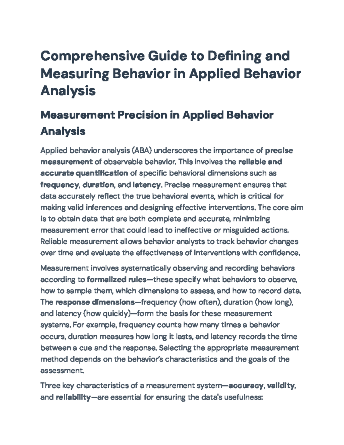 Comprehensive Guide to Measurement Techniques in ABA - Studocu